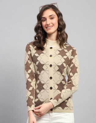 MONTE CARLO Self Design High Neck Casual Women Brown Sweater