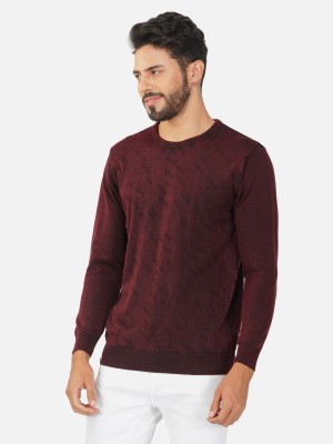 PRORIDERS Self Design Round Neck Casual Men Maroon Sweater