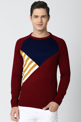 PETER ENGLAND Colorblock Round Neck Casual Men Multicolor Sweater
