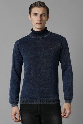 LOUIS PHILIPPE Solid Turtle Neck Casual Men Blue Sweater