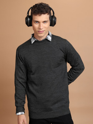 HIGHLANDER Solid High Neck Casual Men Black Sweater