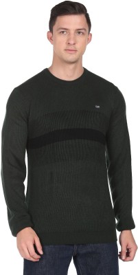 Arrow Sport Woven Round Neck Casual Men Green Sweater