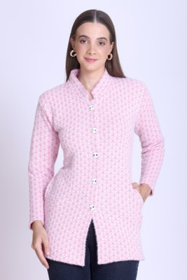 HouseOfCommon Self Design Collared Neck Casual Women Multicolor Sweater