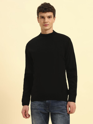 CANTABIL Solid High Neck Casual Men Black Sweater