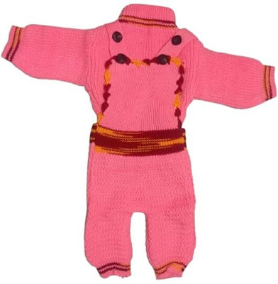 CASA Solid Round Neck Casual Baby Boys & Baby Girls Pink Sweater