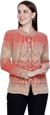 HITTIKA Solid Round Neck Casual Women Orange Sweater