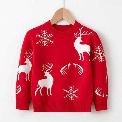 GTwo Woven Round Neck Casual Baby Boys Red Sweater