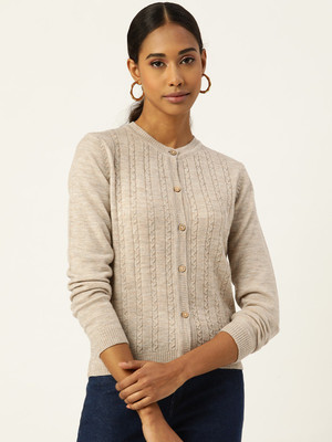 ARMISTO Striped Round Neck Casual Women Beige Sweater