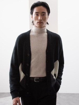 MARKS & SPENCER Solid V Neck Casual Men Black Sweater