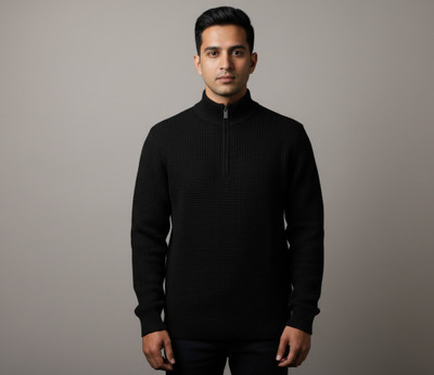 WoolCraft Solid High Neck Casual Men White Sweater