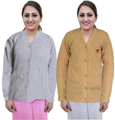 Shunit creation Solid Round Neck Casual Women Brown Sweater