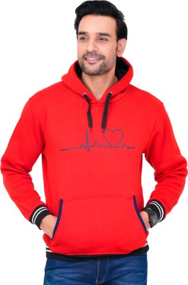 JWF Solid Hooded Neck Casual Men Red Sweater