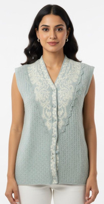 FASHIONPOIN Solid V Neck Casual Women White, Grey Sweater