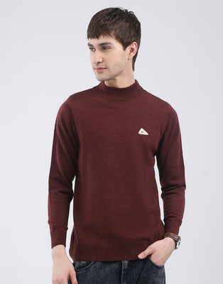 MONTE CARLO Solid, Printed Turtle Neck Casual Men Brown Sweater