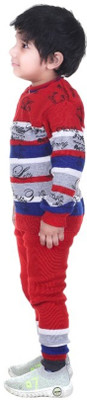 Rebiva Woven Round Neck Casual Baby Boys Red Sweater