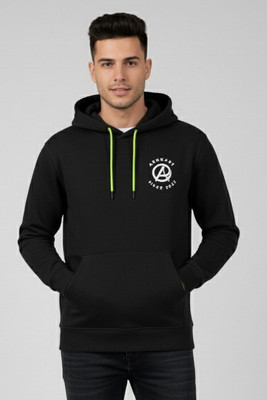 Ashkart Graphic Print Hooded Neck Casual Men Black Sweater