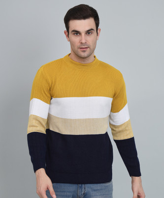 WILLEY Striped Round Neck Casual Men Multicolor Sweater