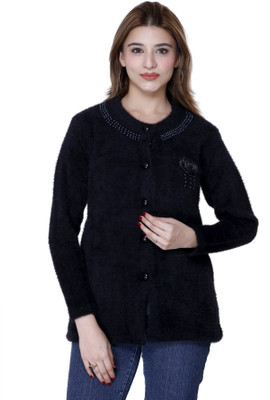 FASHIONLOOK Solid Round Neck Casual Women Black Sweater