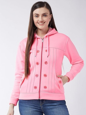 LA COZEE Solid Hooded Neck Casual Women Pink Sweater