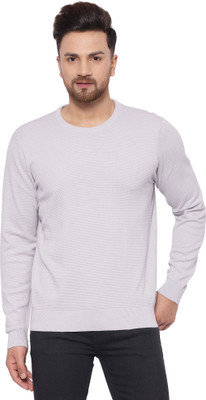 RED TAPE Self Design Round Neck Casual Men Grey Sweater