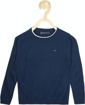 Allen Solly Solid Crew Neck Casual Boys Dark Blue Sweater