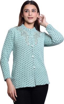 hrd7 Self Design Round Neck Casual Women Dark Green Sweater