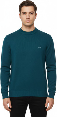 VOMAZO Solid Turtle Neck Casual Men Blue Sweater
