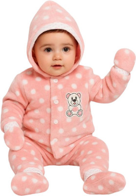 dealpakki Polka Print Hooded Neck Casual Baby Boys & Baby Girls Reversible Pink Sweater
