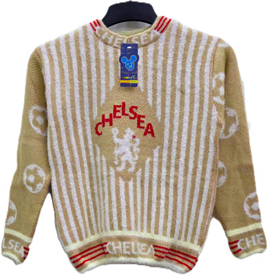 Juniorx Woven Round Neck Casual Boys & Girls Beige Sweater