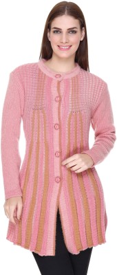 NITSLINE Self Design Round Neck Casual Women Pink Sweater