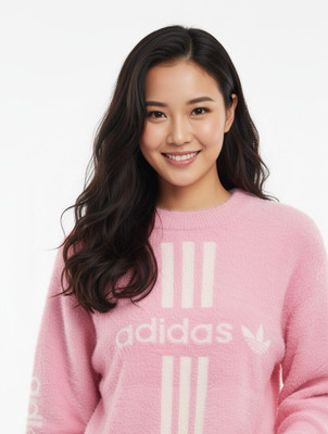 sw world Floral Print Round Neck Formal Women Black Sweater