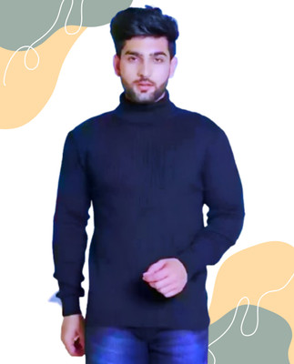 TRENDSET Solid Turtle Neck Casual Men Blue Sweater
