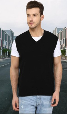 jorden4u Solid V Neck Casual Men Black Sweater