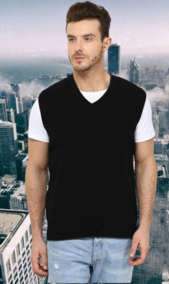 jorden4u Solid V Neck Casual Men Black Sweater