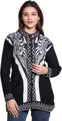 speed line hosiery Self Design Round Neck Casual Women Pink Sweater