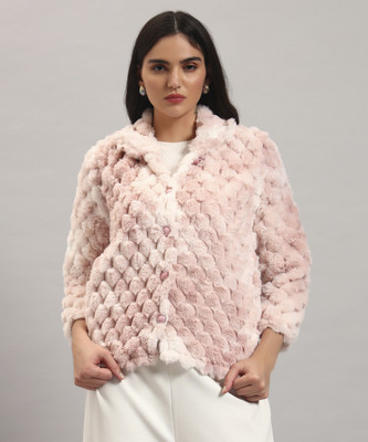 SYDNEY HILLS Self Design Collared Neck Casual Women Pink Sweater