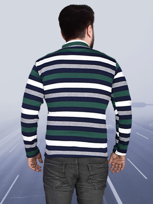 ROYAL ICEBURG Striped Round Neck Casual Men Multicolor Sweater