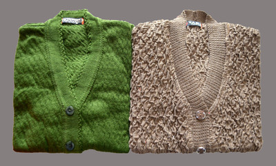 Shunit creation Self Design V Neck Lounge Wear Women Green, Brown Sweater