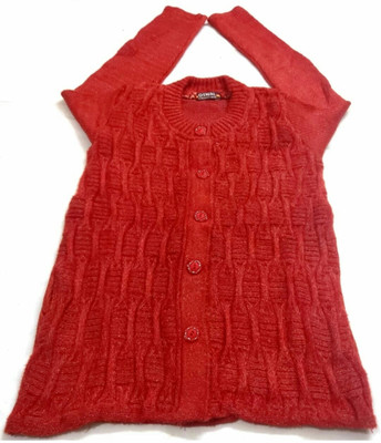 Bestforu Fashion Solid Round Neck Casual Women Red Sweater