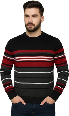 COTFYNE Striped Round Neck Casual Men Multicolor Sweater