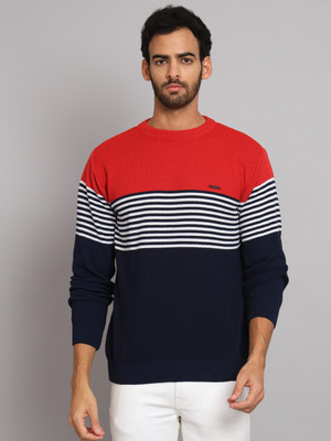 eWools Woven Round Neck Casual Men Multicolor Sweater