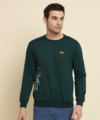 ZEPPI Printed Round Neck Casual Men Green Sweater