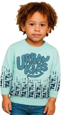 Juniorx Woven Round Neck Casual Boys & Girls Light Blue Sweater