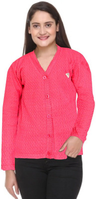 NEXT FASHION HUB Solid V Neck Casual Women Pink Sweater