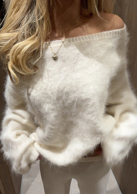 LULU & SKY Solid Off Shoulder Casual Women White Sweater