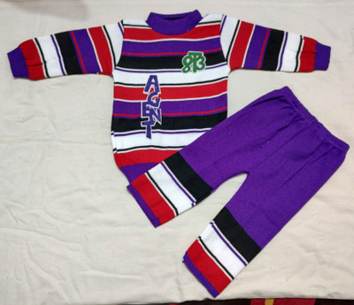 NKG FASHION Striped High Neck Casual Baby Boys & Baby Girls Purple Sweater