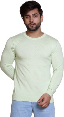 Reveller Solid Round Neck Casual Men Green Sweater