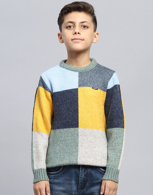 MONTE CARLO Colorblock Round Neck Casual Boys Multicolor Sweater