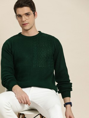 INVICTUS Solid Round Neck Casual Men Green Sweater