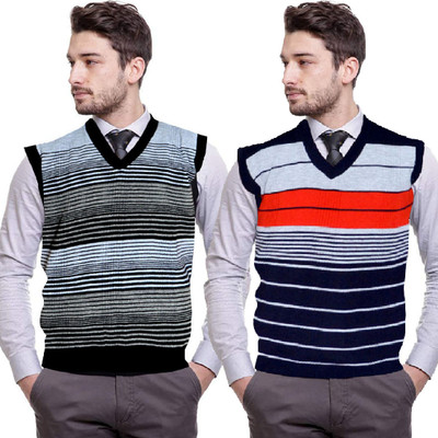 Shunit creation Solid V Neck Casual Men Black, Blue Sweater